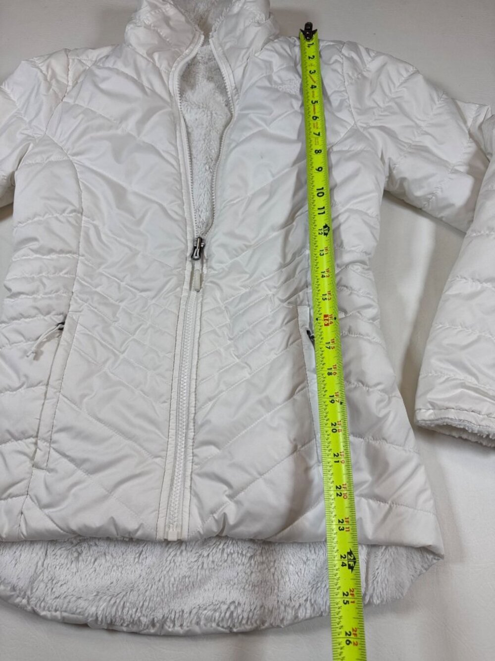The North Face Womens XS White Quilted Mossbud Coat With Fleece Lining (MM500) - Picture 2 of 8
